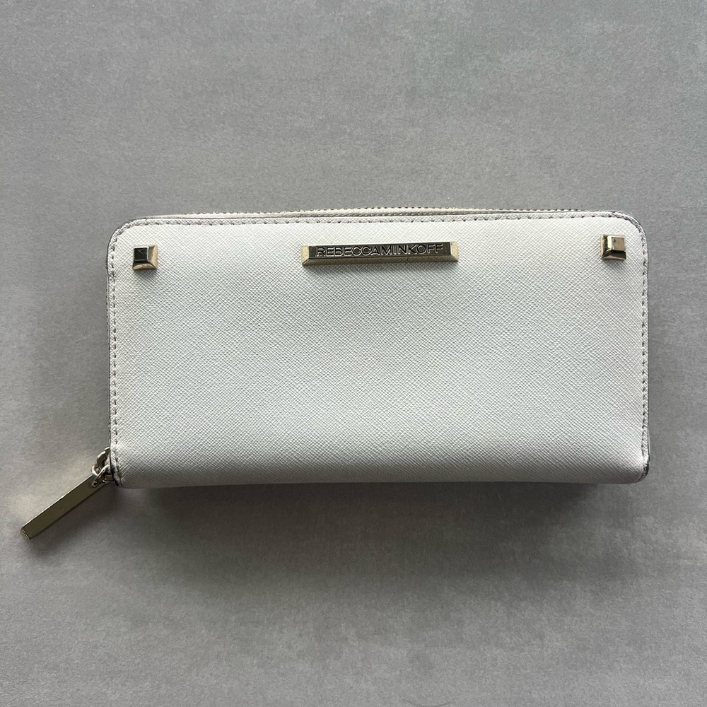 Rebecca Minkoff White Wallet zip around 3 quarter leather organization handbag